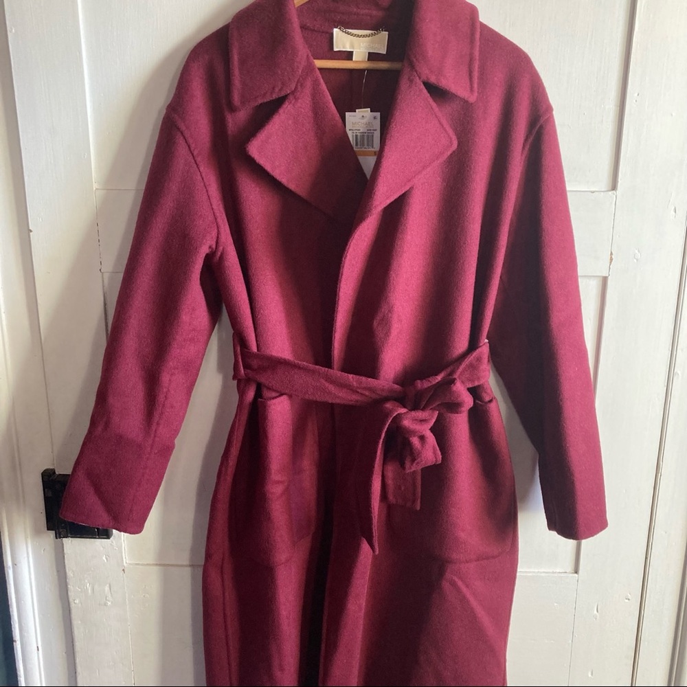 NEW Michael Kors Belted Wool Blend Felt Coat - Picture 7 of 11